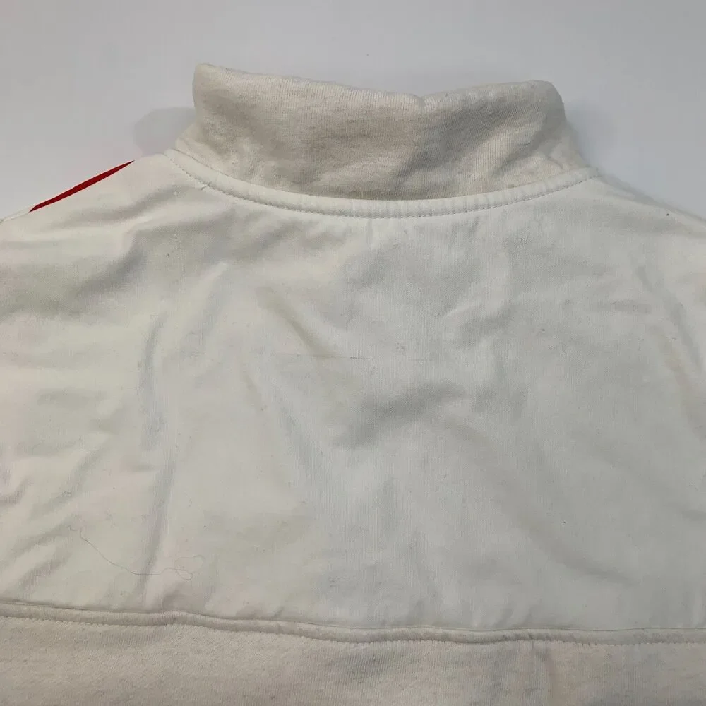 Disney USA Flag Sweater Mens S Small Cream Quarter Zip Patriotic Mickey Mouse